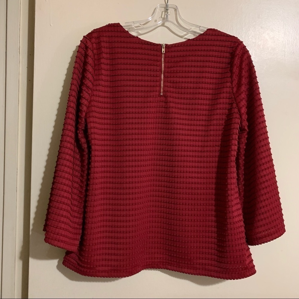 Eden Society Lalia Stitch Fix Red Textured Bell Sleeve Blouse. Size Medium. - Picture 10 of 10